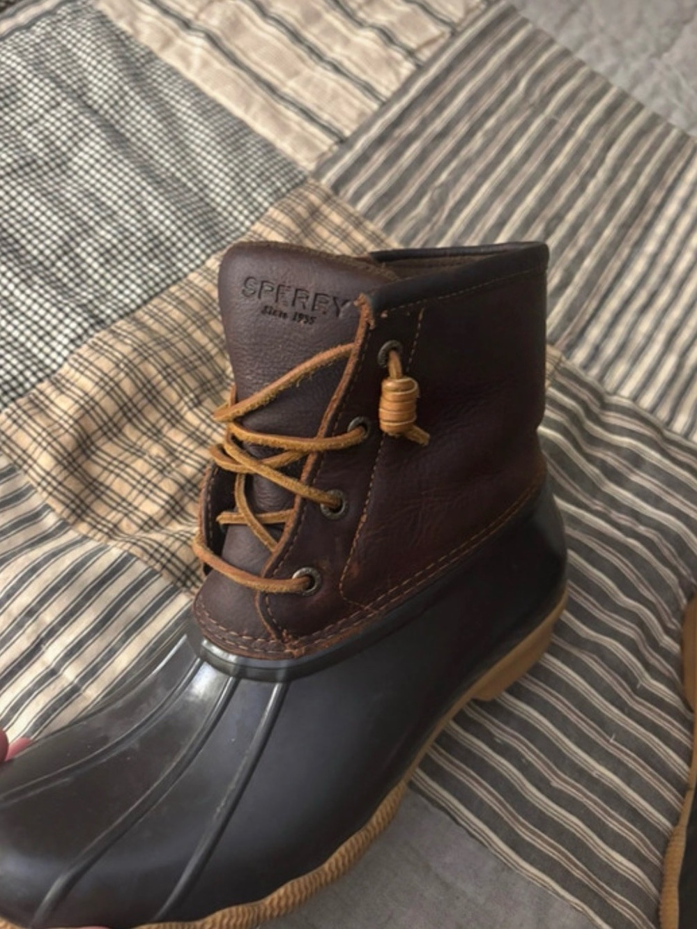 Sperry Brown Leather and Black Rubber Duck Boot